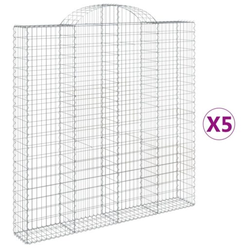 Obokane gabion košare 5 kosa 200x30x200/220 cm pocinkano železo - Image 2