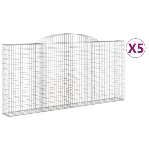 Obokane gabion košare 5 kosi 300x30x140/160 cm pocinkano železo - Image 2