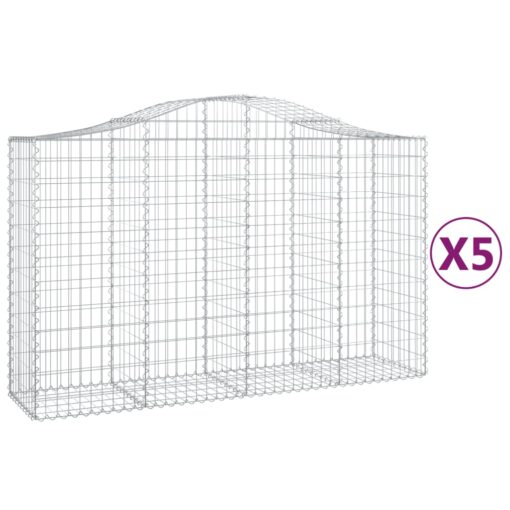 Obokane gabion košare 5 kosov 200x50x120/140cm pocinkano železo - Image 2