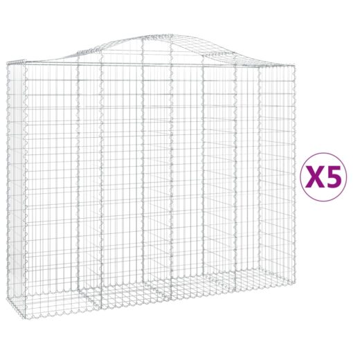 Obokane gabion košare 5 kosov 200x50x160/180cm pocinkano železo - Image 2