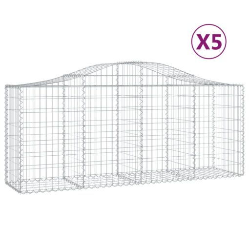 Obokane gabion košare 5 kosov 200x50x80/100 cm cinkano železo - Image 2