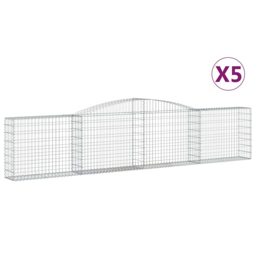 Obokane gabion košare 5 kosov 400x30x80/100 cm cinkano železo - Image 2