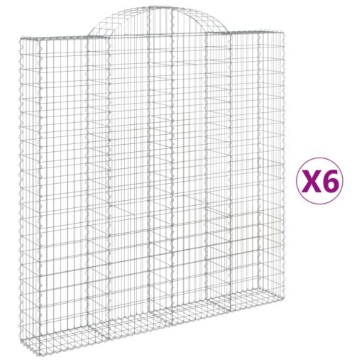 Obokane gabion košare 6 kosi 200x30x200/220 cm pocinkano železo - Image 2