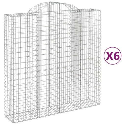 Obokane gabion košare 6 kosi 200x50x200/220 cm pocinkano železo - Image 2