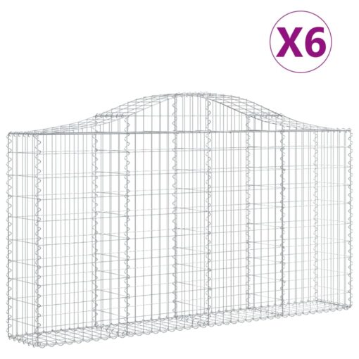 Obokane gabion košare 6 kosov 200x30x100/120cm pocinkano železo - Image 2