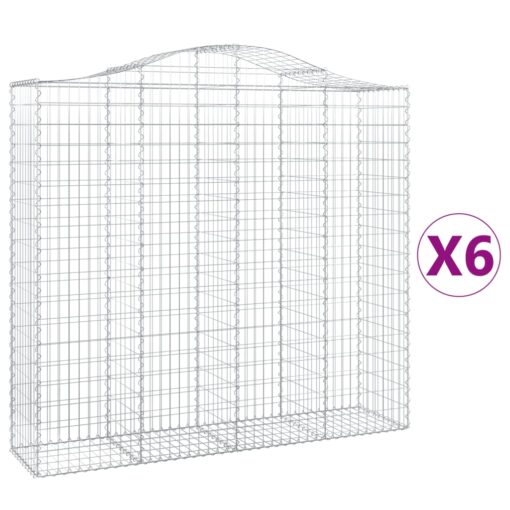 Obokane gabion košare 6 kosov 200x50x180/200cm pocinkano železo - Image 2