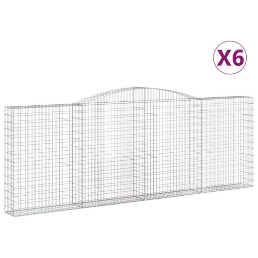 Obokane gabion košare 6 kosov 400x30x140/160cm pocinkano železo - Image 2