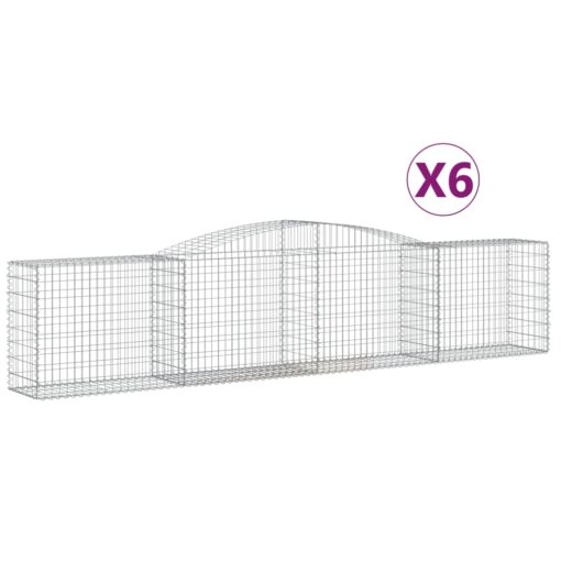 Obokane gabion košare 6 kosov 400x50x80/100 cm pocinkano železo - Image 2