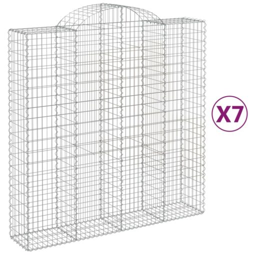 Obokane gabion košare 7 kosa 200x50x200/220 cm pocinkano železo - Image 2