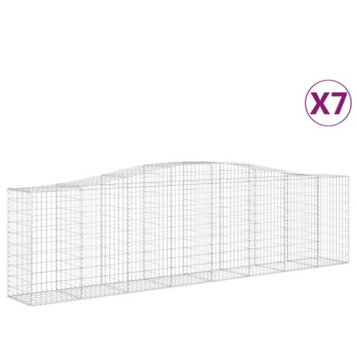 Obokane gabion košare 7 kosi 400x50x100/120cm pocinkano železo - Image 2