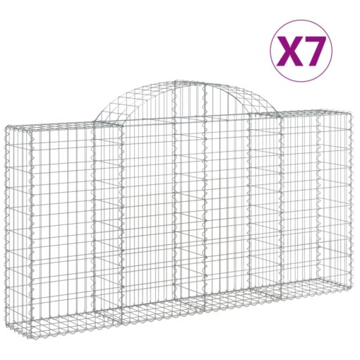 Obokane gabion košare 7 kosov 200x30x100/120cm pocinkano železo - Image 2