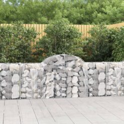 Obokane gabion košare 7 kosov 200x30x80/100 cm cinkano železo