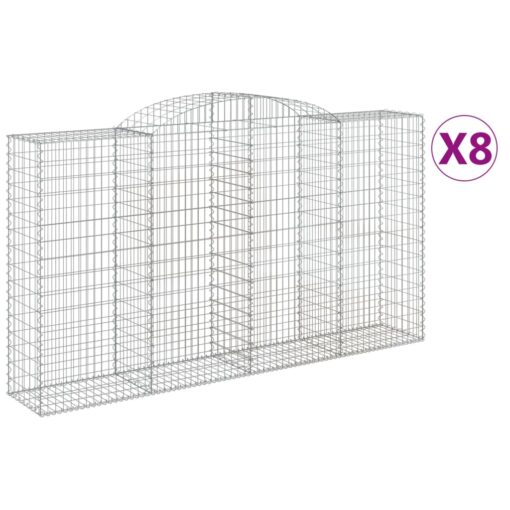 Obokane gabion košare 8 kosa 300x50x160/180 cm pocinkano železo - Image 2