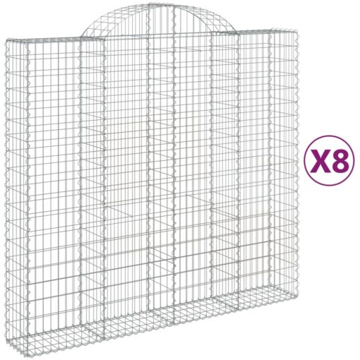 Obokane gabion košare 8 kosi 200x50x180/200 cm pocinkano železo - Image 2