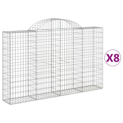 Obokane gabion košare 8 kosov 200x30x120/140cm pocinkano železo - Image 2