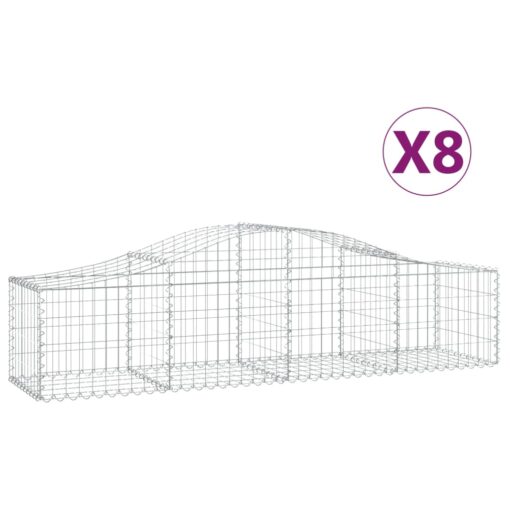 Obokane gabion košare 8 kosov 200x50x40/60 cm pocinkano železo - Image 2