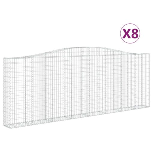 Obokane gabion košare 8 kosov 400x30x140/160cm pocinkano železo - Image 2