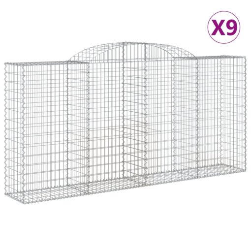 Obokane gabion košare 9 kosi 300x50x140/160 cm pocinkano železo - Image 2