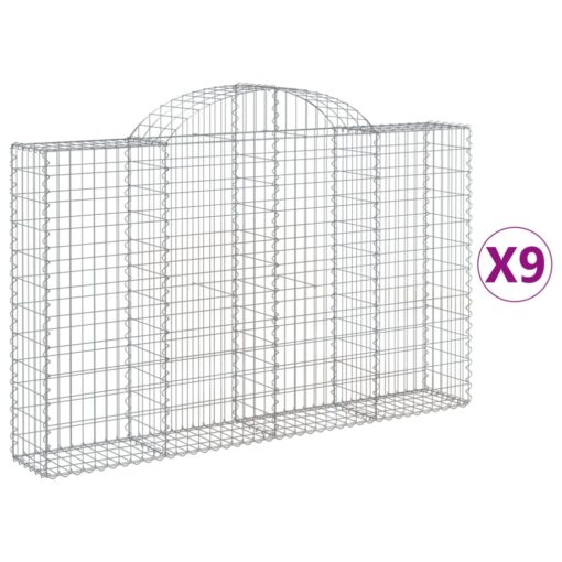 Obokane gabion košare 9 kosov 200x30x120/140cm pocinkano železo - Image 2