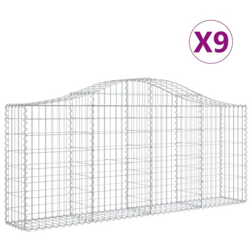 Obokane gabion košare 9 kosov 200x30x80/100 cm cinkano železo - Image 2