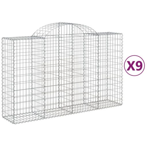 Obokane gabion košare 9 kosov 200x50x120/140cm pocinkano železo - Image 2