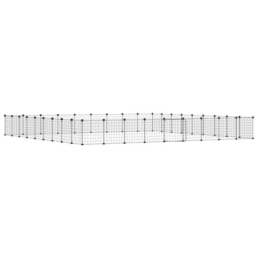 Ograda za hišne ljubljenčke s 36 paneli črna 35x35 cm jeklo - Image 2