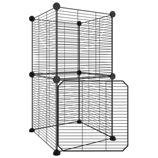 Ograda za hišne ljubljenčke z 8 paneli črna 35x35 cm jeklo - Image 2