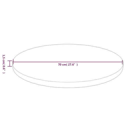 Okrogla mizna plošča svetlo rjava Ø70x1,5 cm trdna hrastovina - Image 4