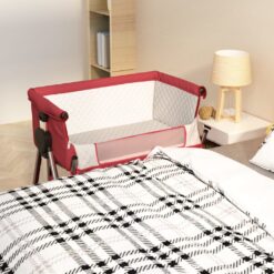 Otroška posteljica z vzmetnico rdeča lanena tkanina