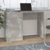 Pisalna miza s predalom in omarico betonsko siva 100x40x73 cm