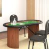 Poker miza za 10 igralcev zelena 160x80x75 cm