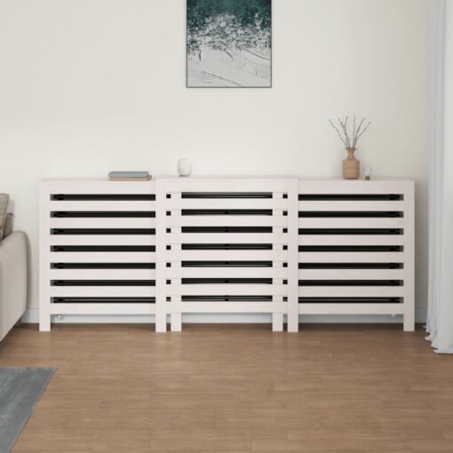 Pokrov za radiator bela 210x21x85 cm trdna borovina - Image 3