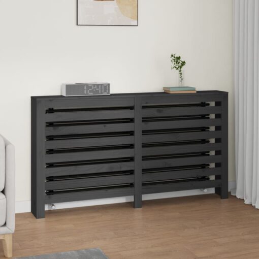 Pokrov za radiator siva 153x19x84 cm trdna borovina