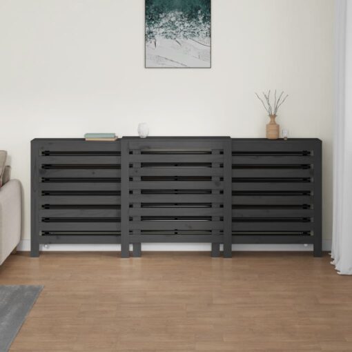 Pokrov za radiator siva 210x21x85 cm trdna borovina - Image 3