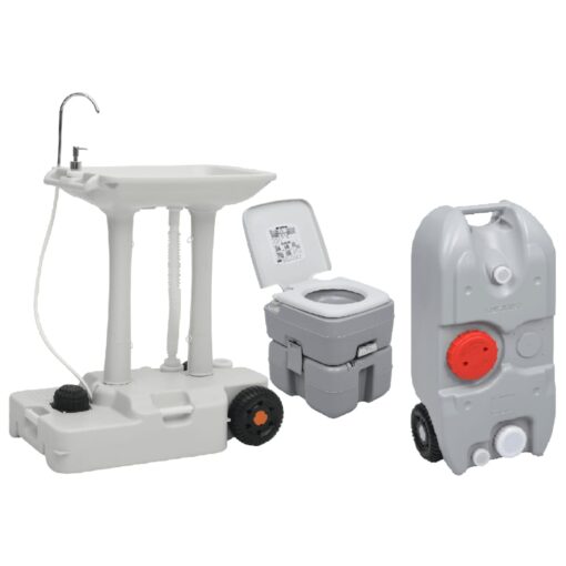 Prenosno stranišče in umivalnik s posodo za vodo za kampiranje