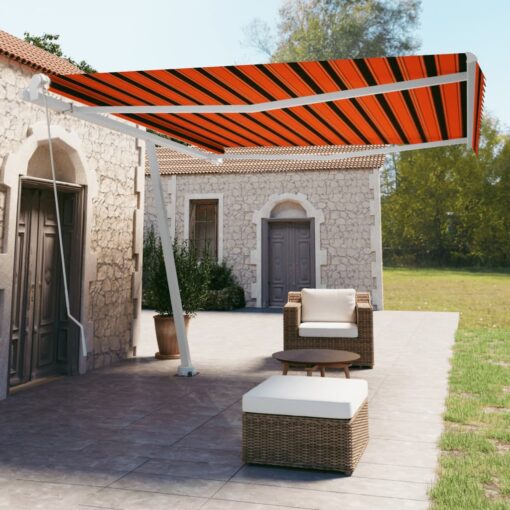 Prostostoječa ročno zložljiva tenda 450x350 cm oranžna/rjava