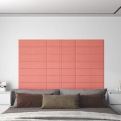 Stenski paneli 12 kosov roza 60x15 cm žamet 1