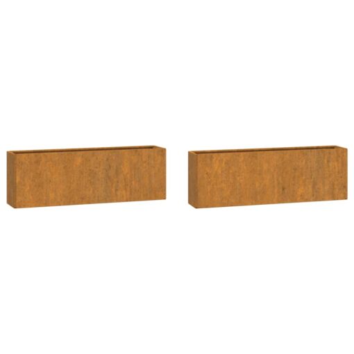 Stensko cvetlično korito 2 kosa sivo corten jeklo 53x10x17 cm - Image 2