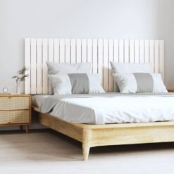 Stensko posteljno vzglavje belo 166x3x60 cm trdna borovina