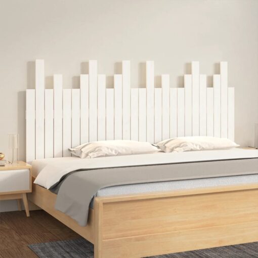 Stensko posteljno vzglavje belo 166x3x80 cm trdna borovina