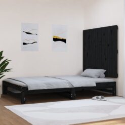 Stensko posteljno vzglavje črno 108x3x90 cm trdna borovina