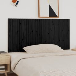 Stensko posteljno vzglavje črno 185x3x90 cm trdna borovina