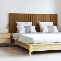Stensko posteljno vzglavje medeno rjavo 166x3x60 cm borovina