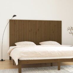 Stensko posteljno vzglavje medeno rjavo 204x3x110 cm borovina