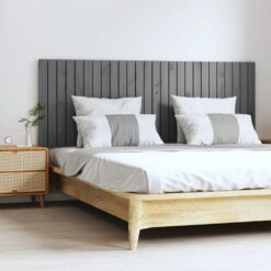 Stensko posteljno vzglavje sivo 166x3x60 cm trdna borovina