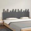 Stensko posteljno vzglavje sivo 204x3x80 cm trdna borovina
