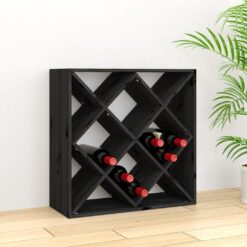 Stojalo za vino Črna 62x25x62 cm trdna borovina