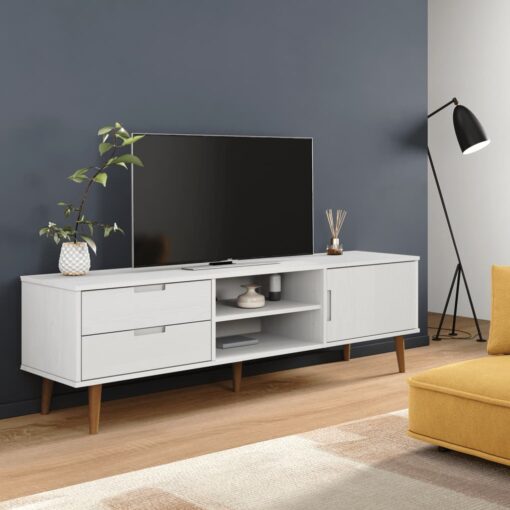 TV omarica MOLDE bela 158x40x49 cm trdna borovina