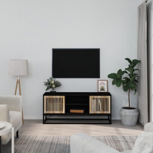TV omarica črna 105x30x45 cm inženirski les in železo