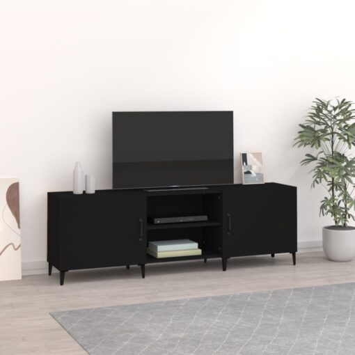 TV omarica črna 150x30x50 cm inženirski les